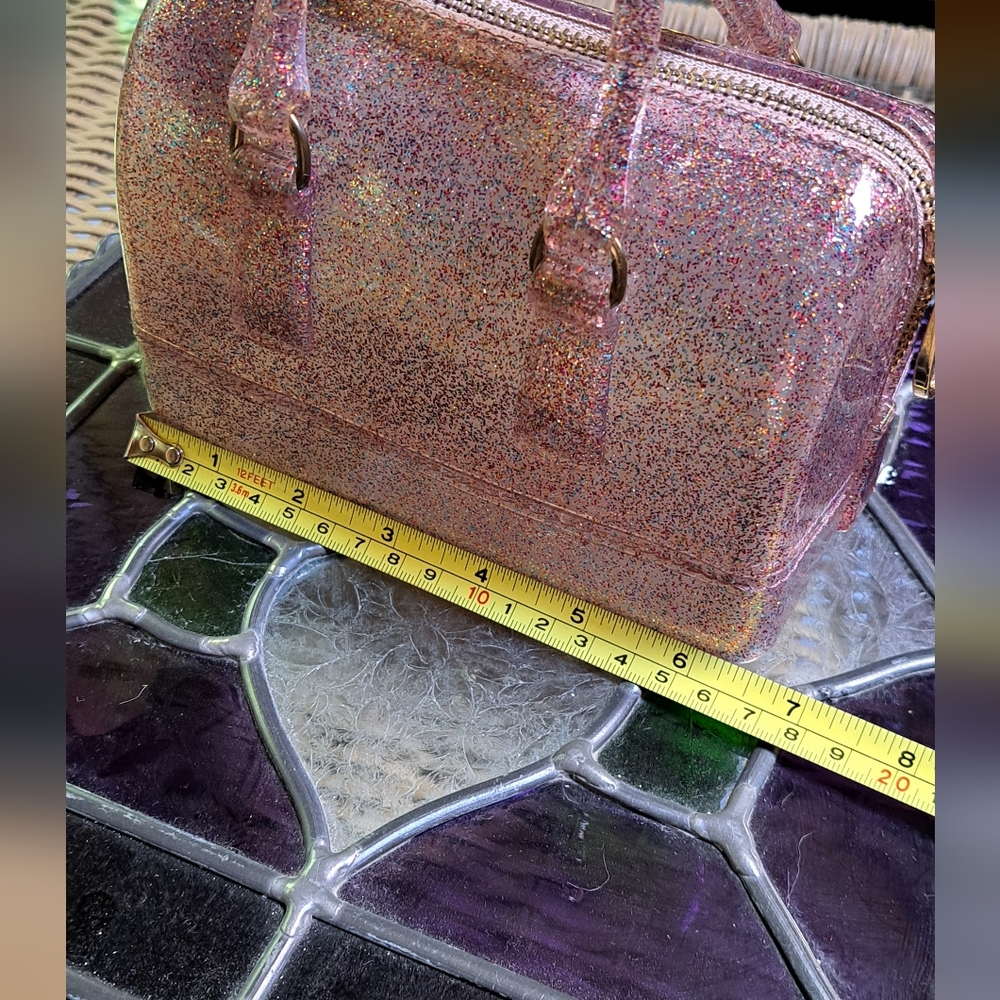 Mini Pink Jelly Glitter Handbag. - Picture 8 of 10